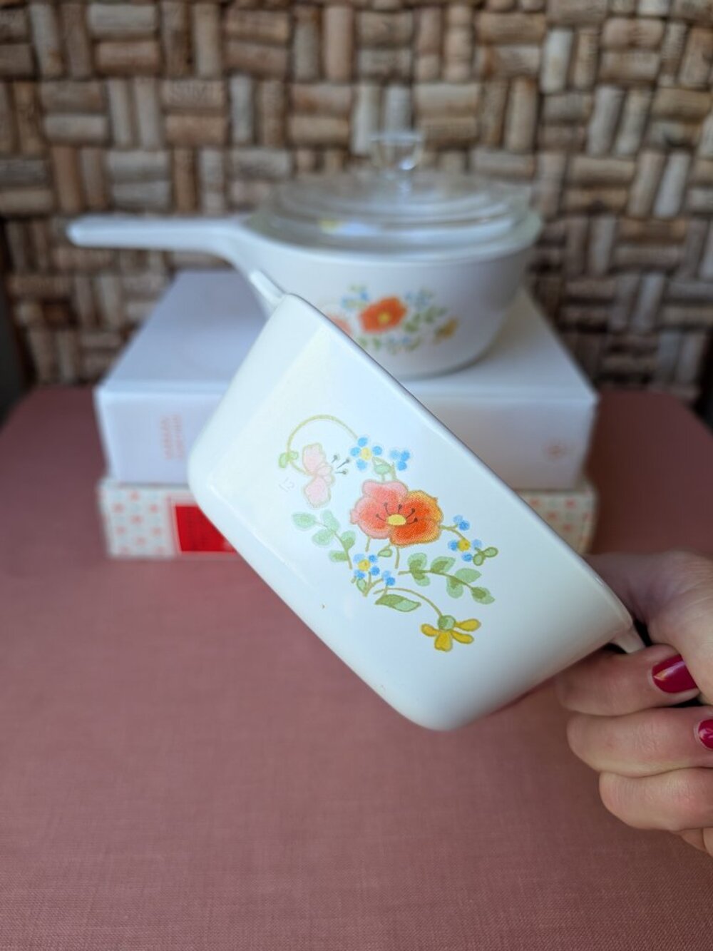 1980s CorningWare Wildflower Pattern P43 & P82 with Lid - Picture 3 of 11